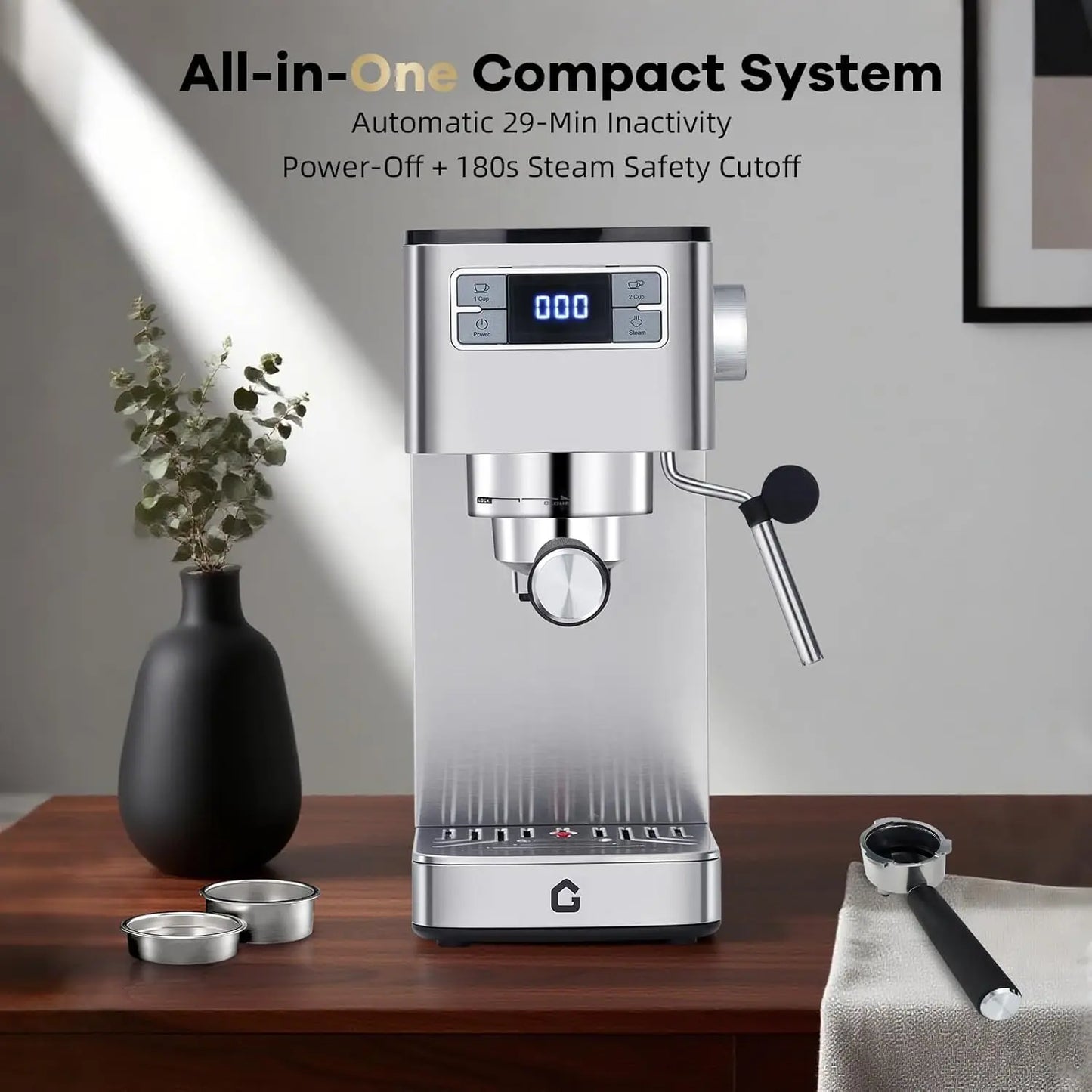Acekool Espresso Machine 20 Bar Semi Automatic Grinder Milk Frother