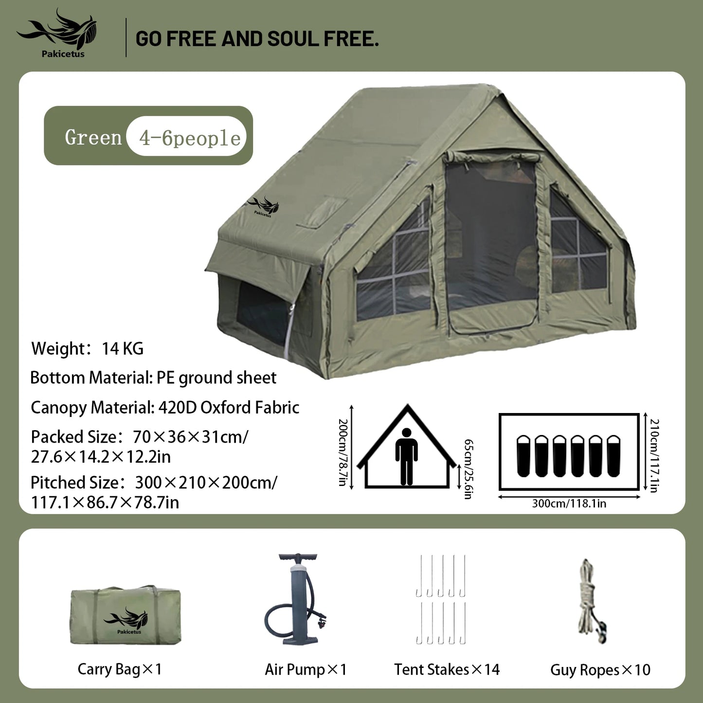 Quick Setup Inflatable Camping Tent For 4-8 People Waterproof