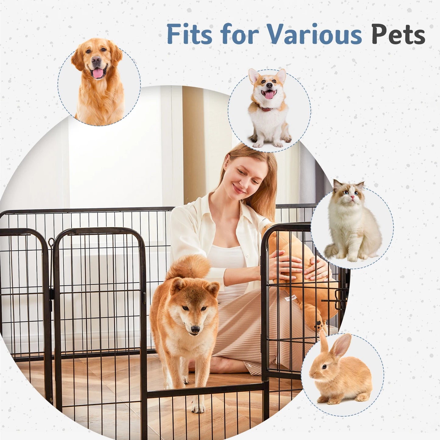 JHK Metal Dog Playpen 8 Panel Fence For Indoor Outdoor Use