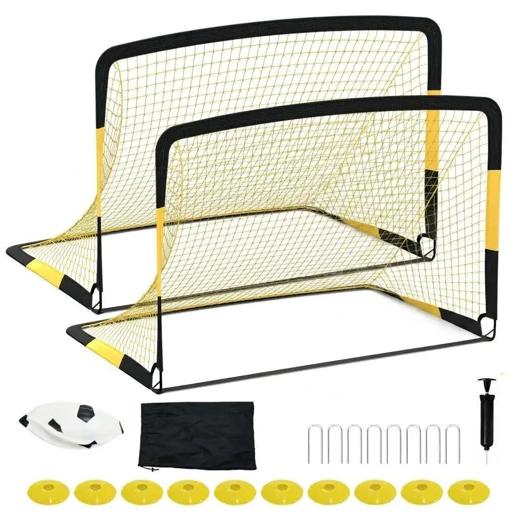 Portable Collapsible Soccer Goal Set With Rebounder Net For Quick Setup