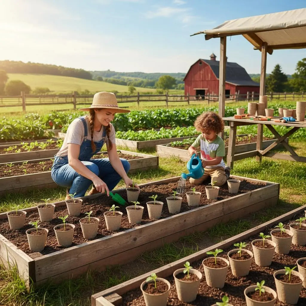 XMSJ Seed Starting Pots With Drainage Holes Biodegradable Round