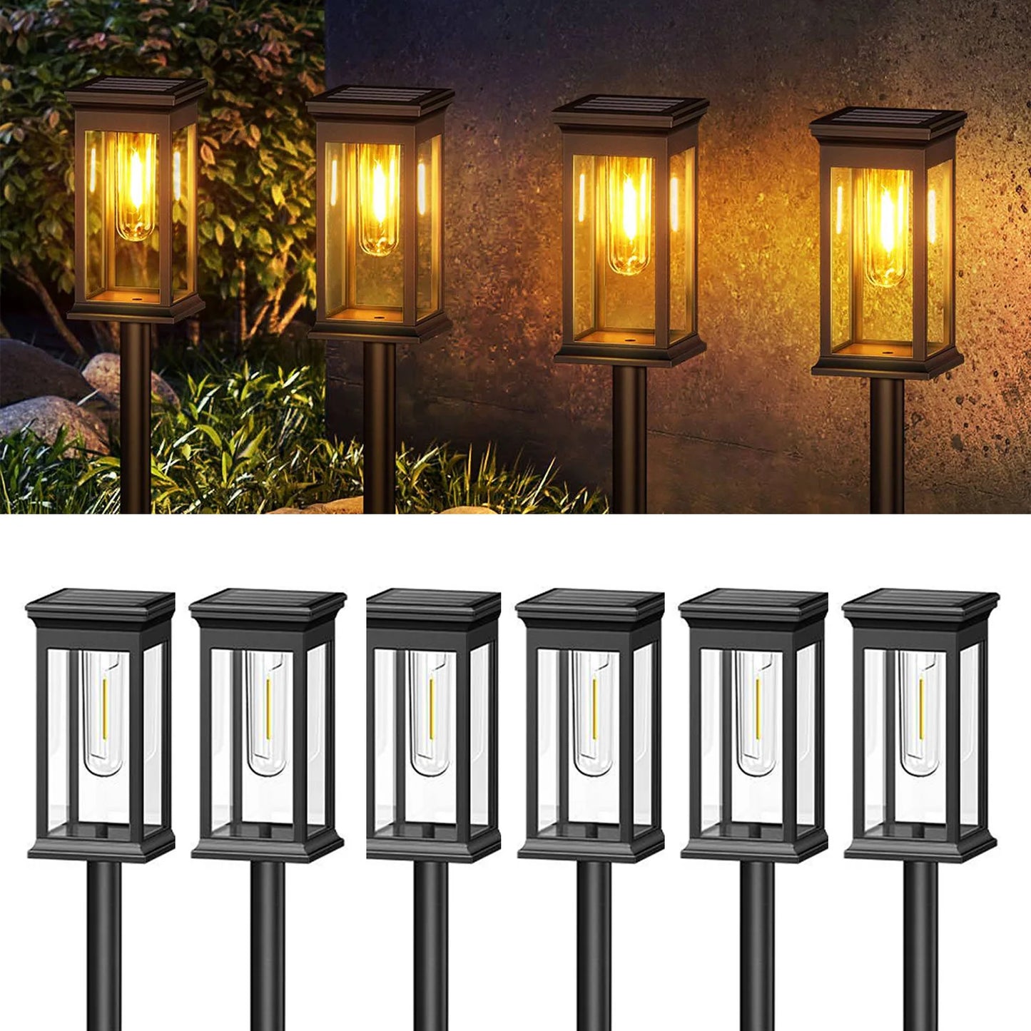 KPSTEK Solar Lights Pack Six Twelve LED Pathway For Yard