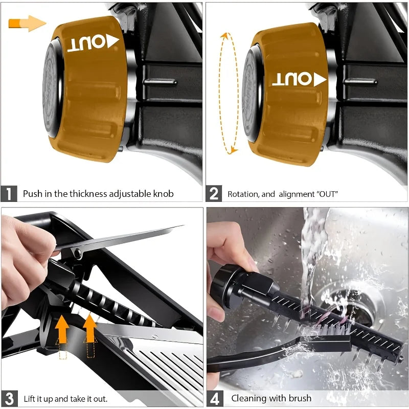 AEDG Stainless Steel Mandoline Slicer With 5 Blades And Holder