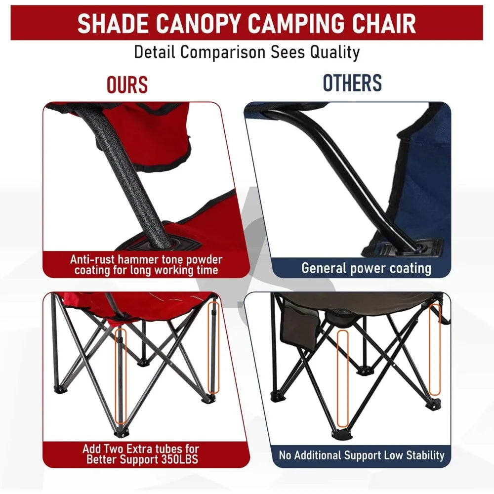 Lets Camp Shade Canopy Folding Chair Recliner for Outdoor Use