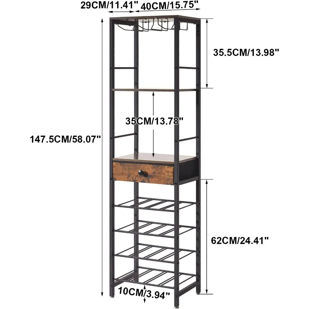 RBXC 4 Shelf Freestanding Wine Rack Bar Cabinet Glass Holder And Storage