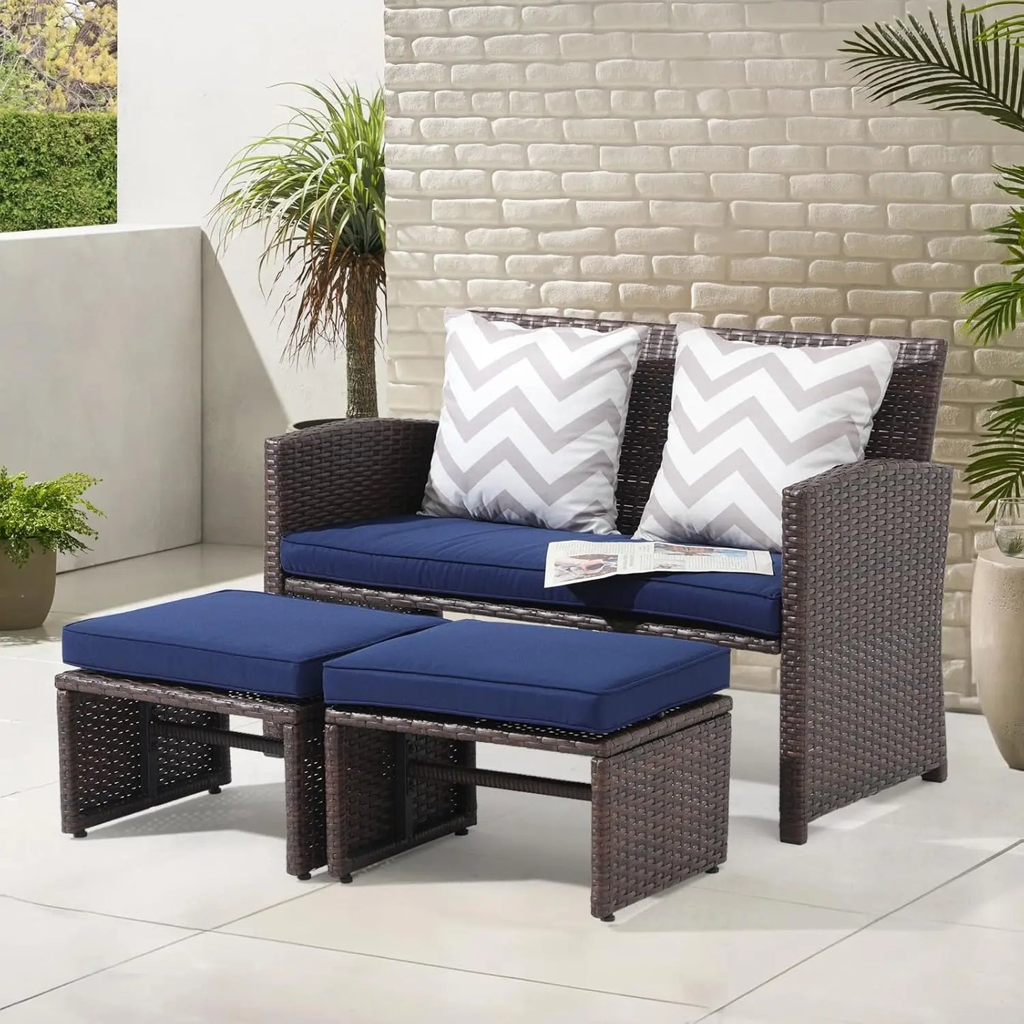 Outdoor Loveseat Patio Furniture Set In All Weather Wicker