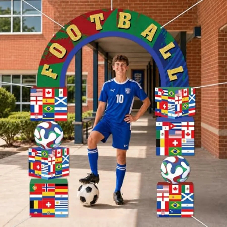 World Soccer Party Door Banner Sports Theme Porch Sign Decorations