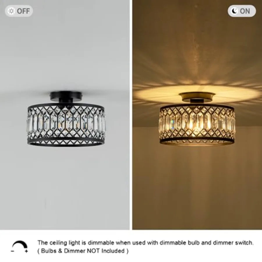 Crystal Flush Mount Ceiling Light Fixture For Kitchen And Bath