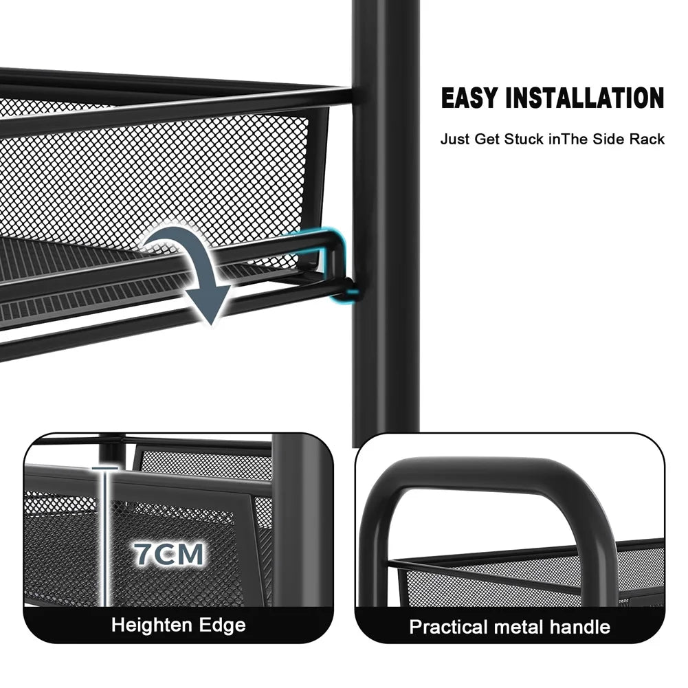 HiMISS 5 Tier Rolling Storage Organizer With Wheels Mobile Cart