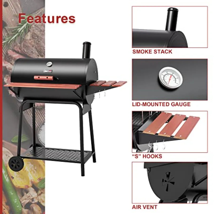 SHXI Outdoor Charcoal Grill For Backyard And Patio 30 Barrel