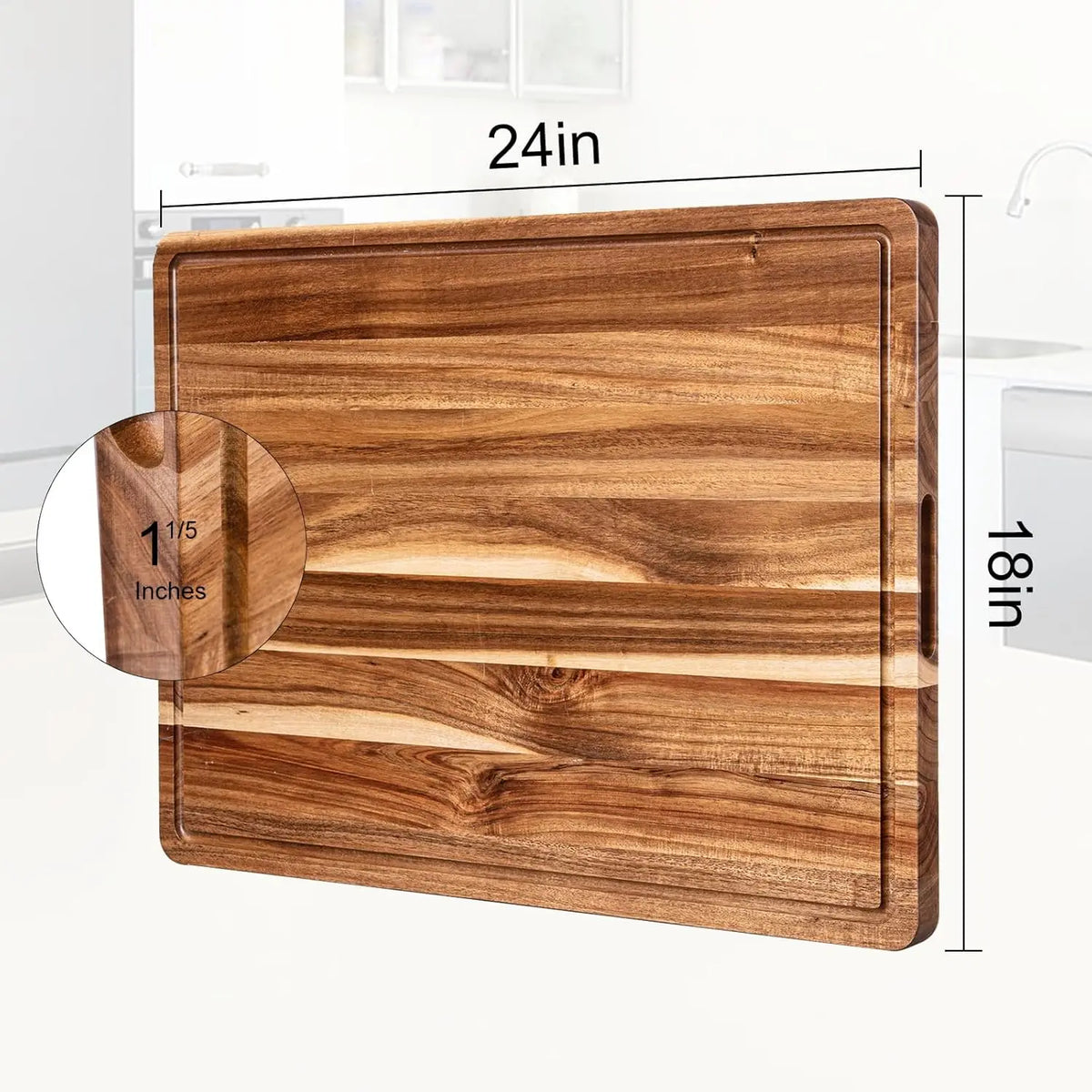 Twister CK Extra Large Reversible Wood Cutting Board With Juice Groove And Handle