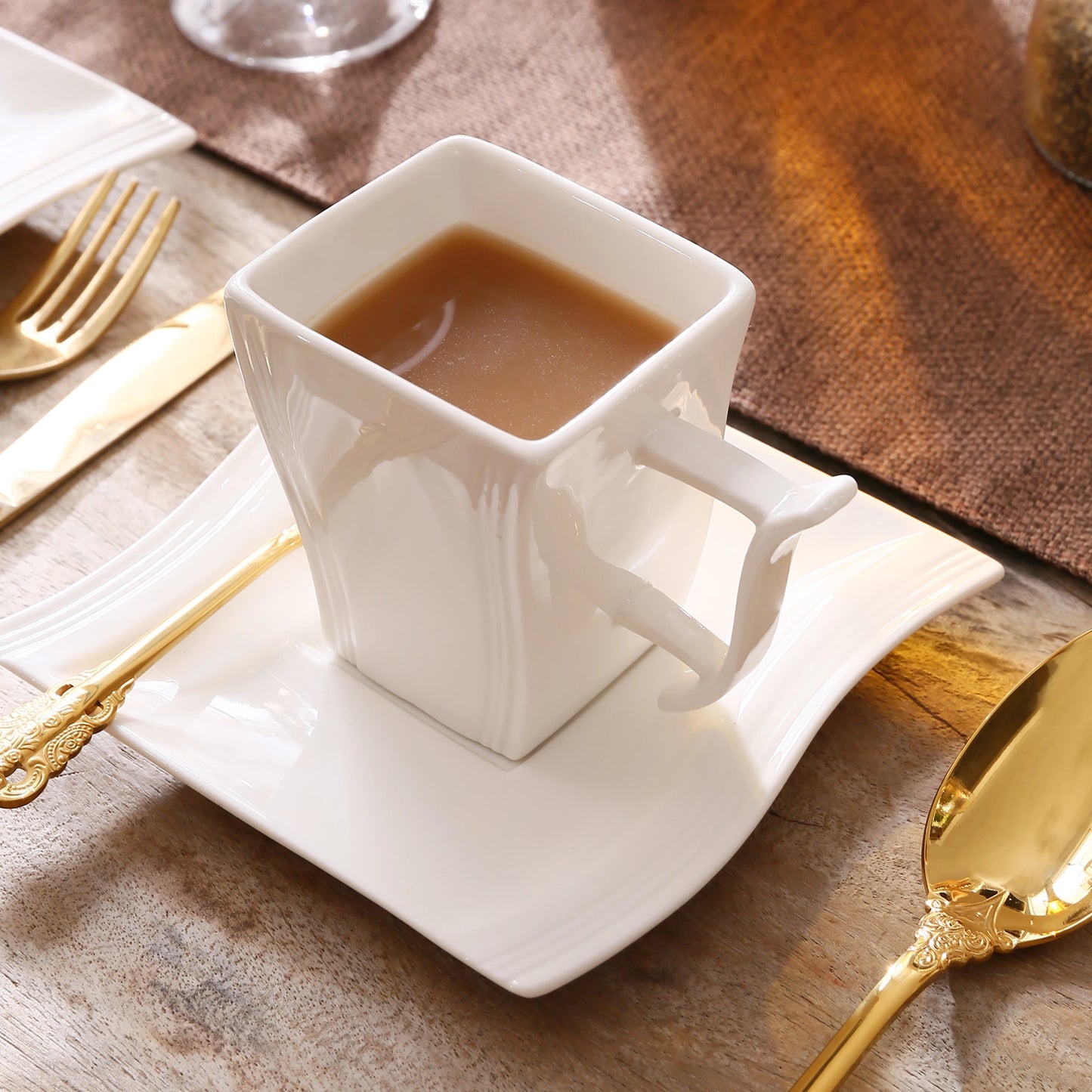 MALACASA Flora Porcelain Coffee Cup and Saucer Set