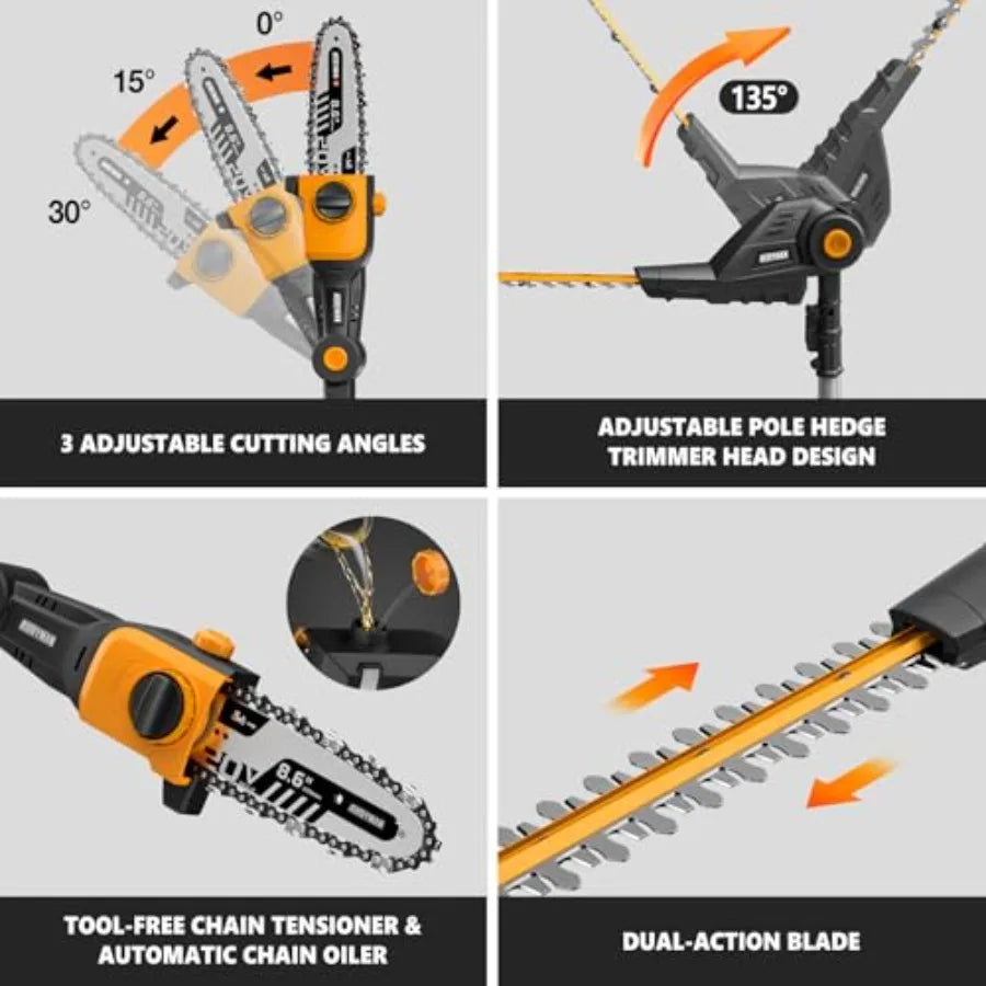 Yao Hui Huang 2 In 1 Telescopic Cordless Hedge Trimmer And Pole Saw