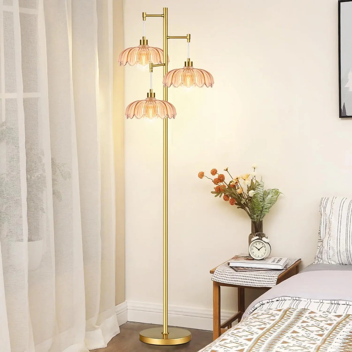 Modern Tree Design Floor Lamp With 3 Lights Vintage Farmhouse