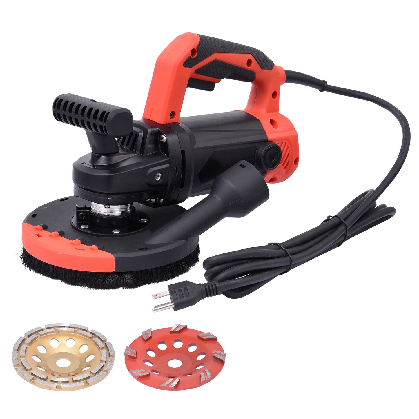 Concrete Grinder With Dust Shroud And Double Grip Electric Angle Kit
