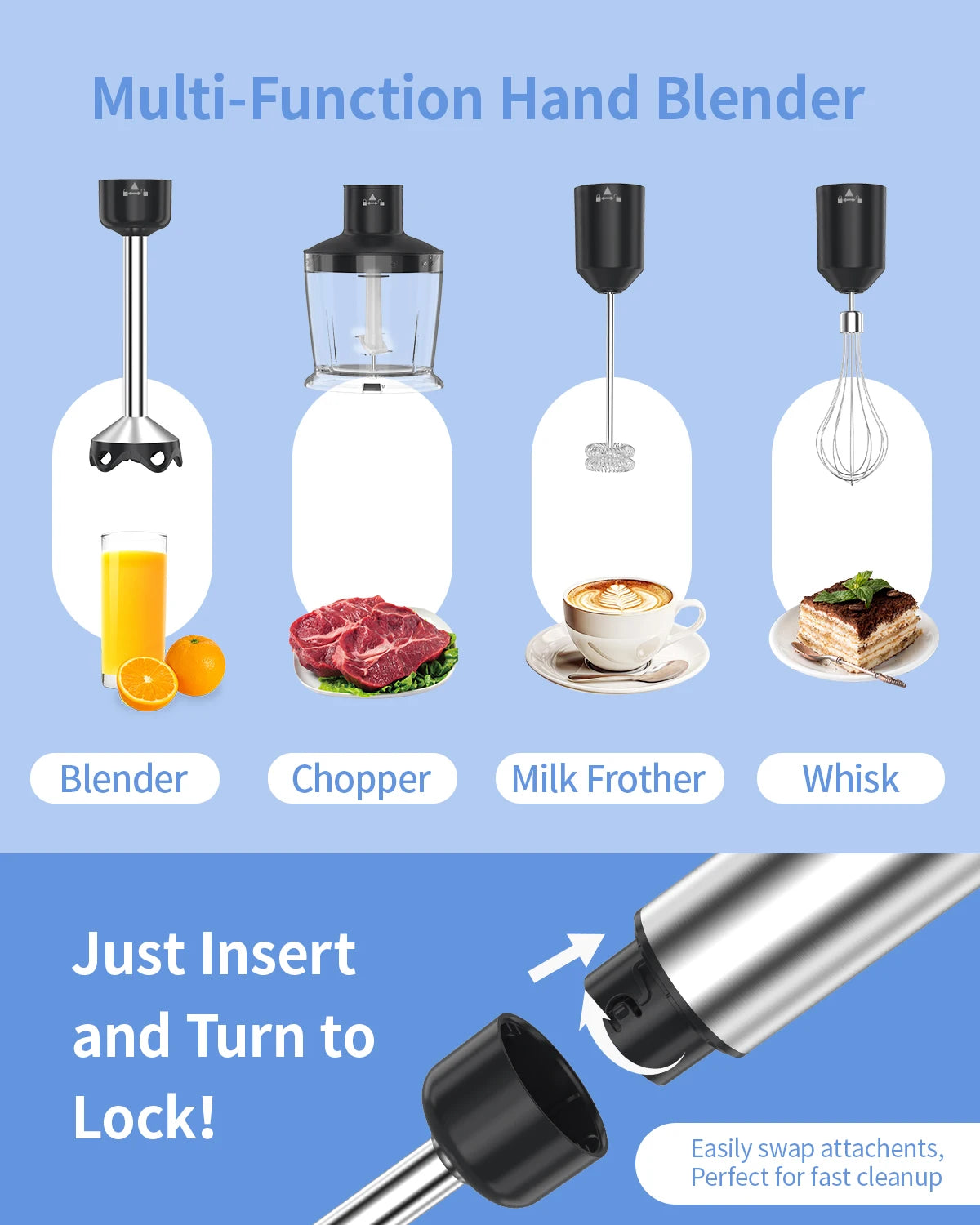 ZHIYU 1000W Electric Immersion Handheld Blender 5 In 1 Kitchen