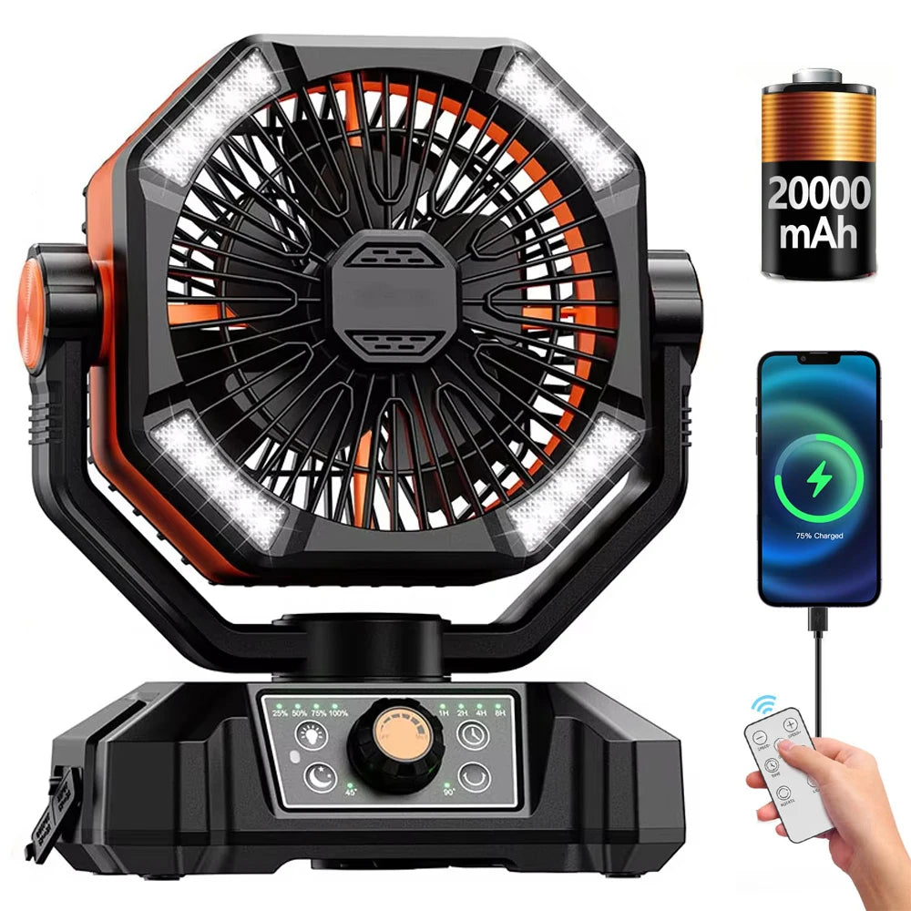 SKYTOO Clip Camping Fan Dual Motor 20000mAh Rechargeable LED Lantern