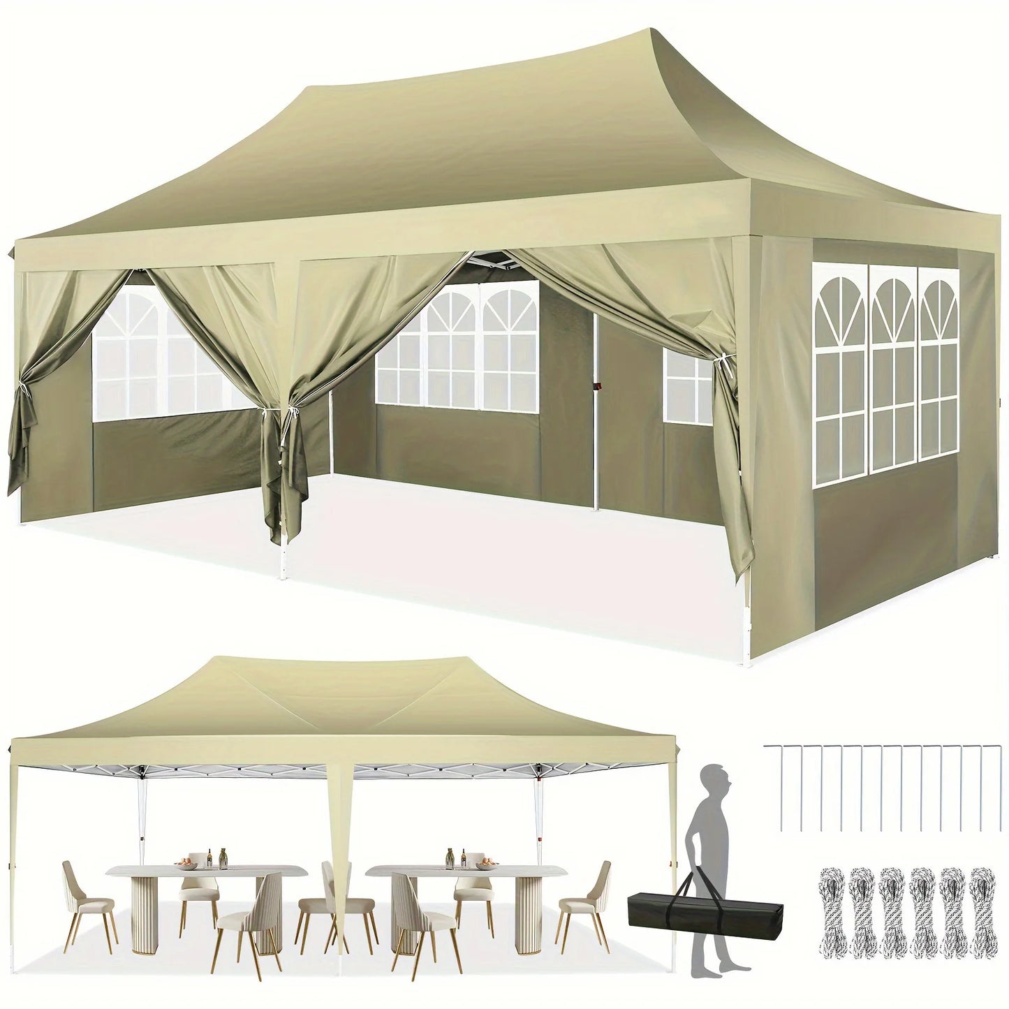 Tooluck Pop Up Canopy Gazebo Outdoor Tent With Sidewalls