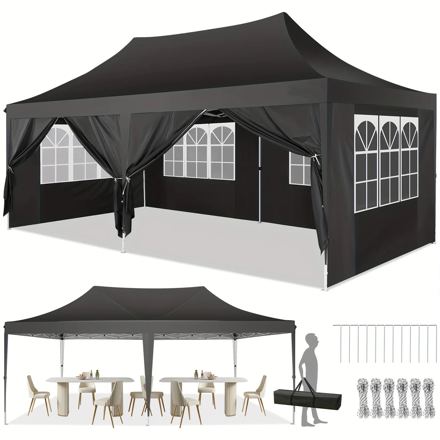 Tooluck Pop Up Canopy Gazebo Outdoor Tent With Sidewalls