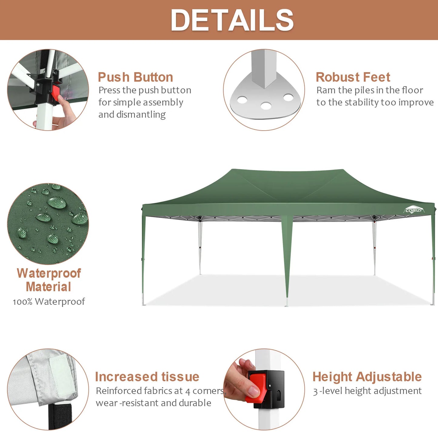 Tooluck Pop Up Canopy Gazebo Outdoor Tent With Sidewalls