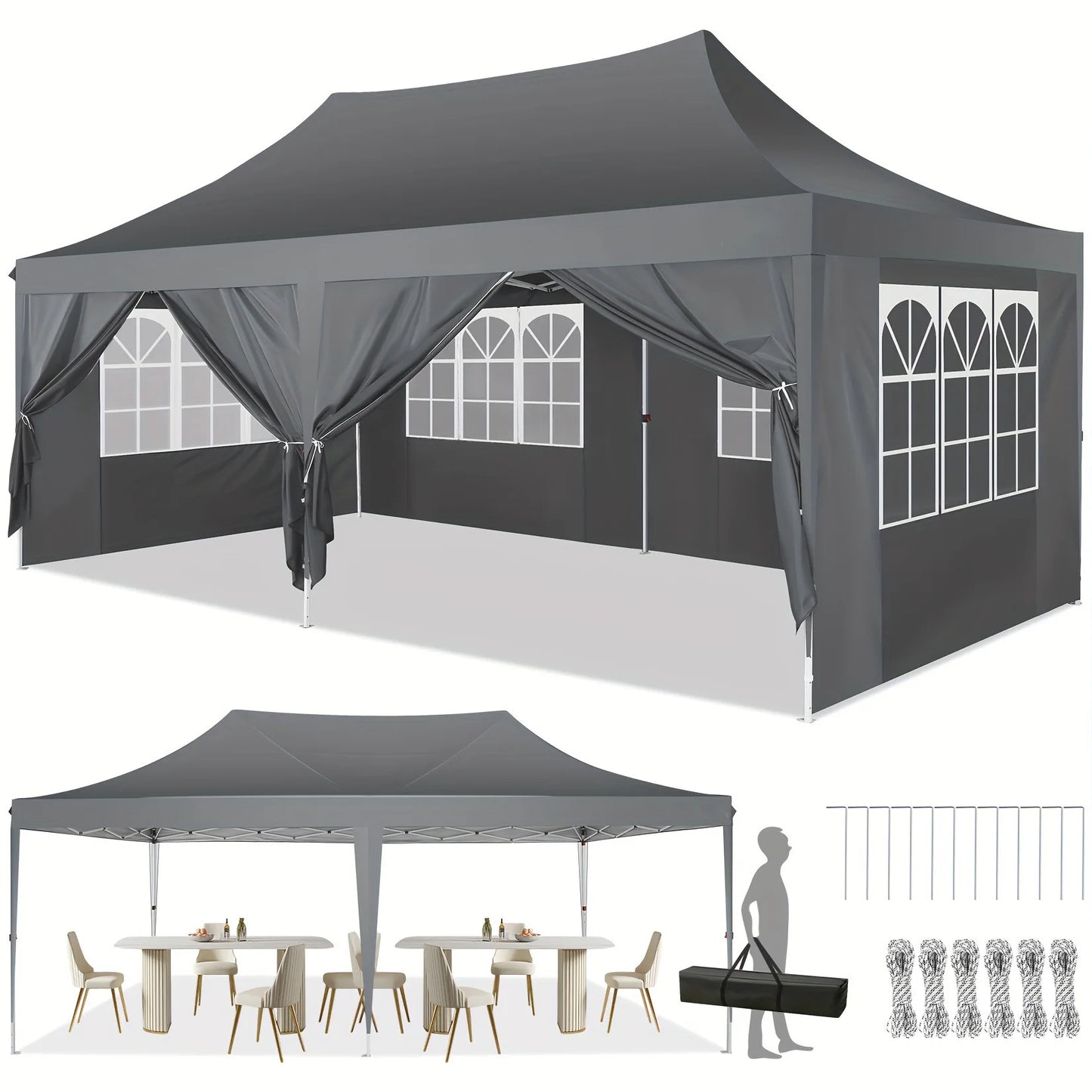 Tooluck Pop Up Canopy Gazebo Outdoor Tent With Sidewalls