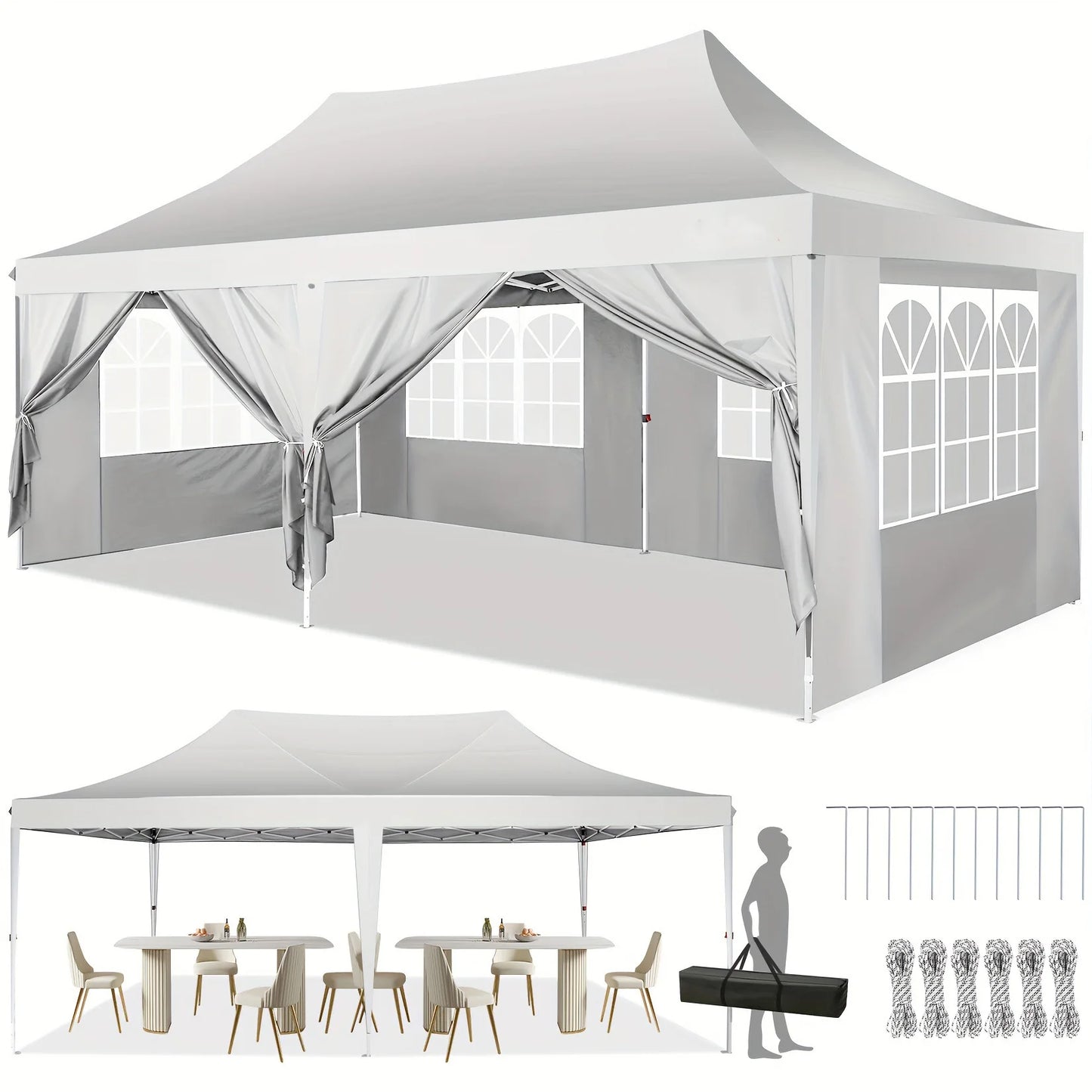 Tooluck Pop Up Canopy Gazebo Outdoor Tent With Sidewalls