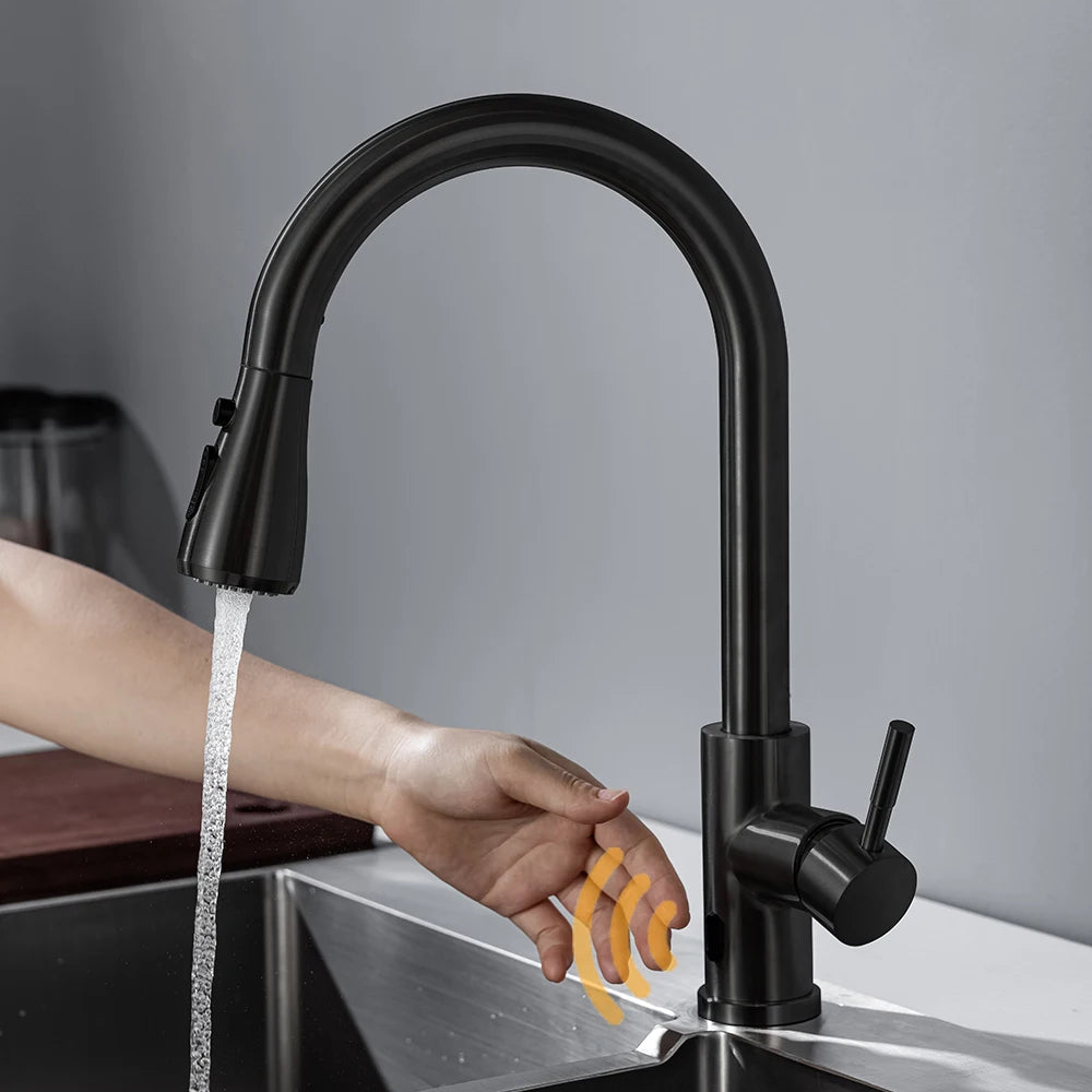 DQOK Smart Touchless Pull Out Kitchen Faucet Brushed Nickel