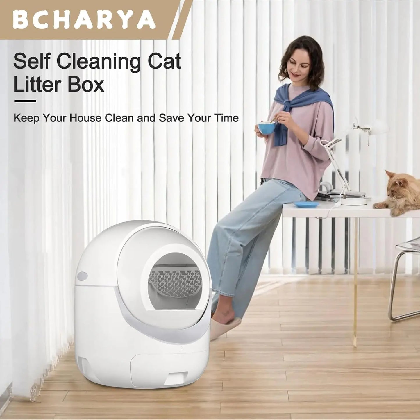 Automatic Cat Litter Box With App Control Odor Removal