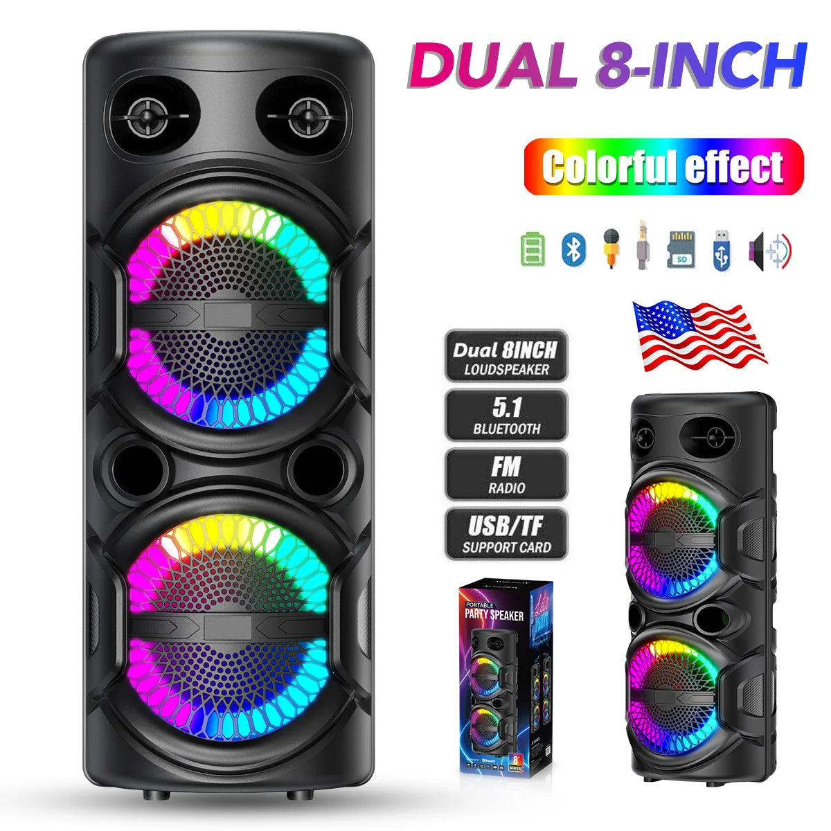 CURUK 3000W Portable Bluetooth Speaker Subwoofer Karaoke Party System