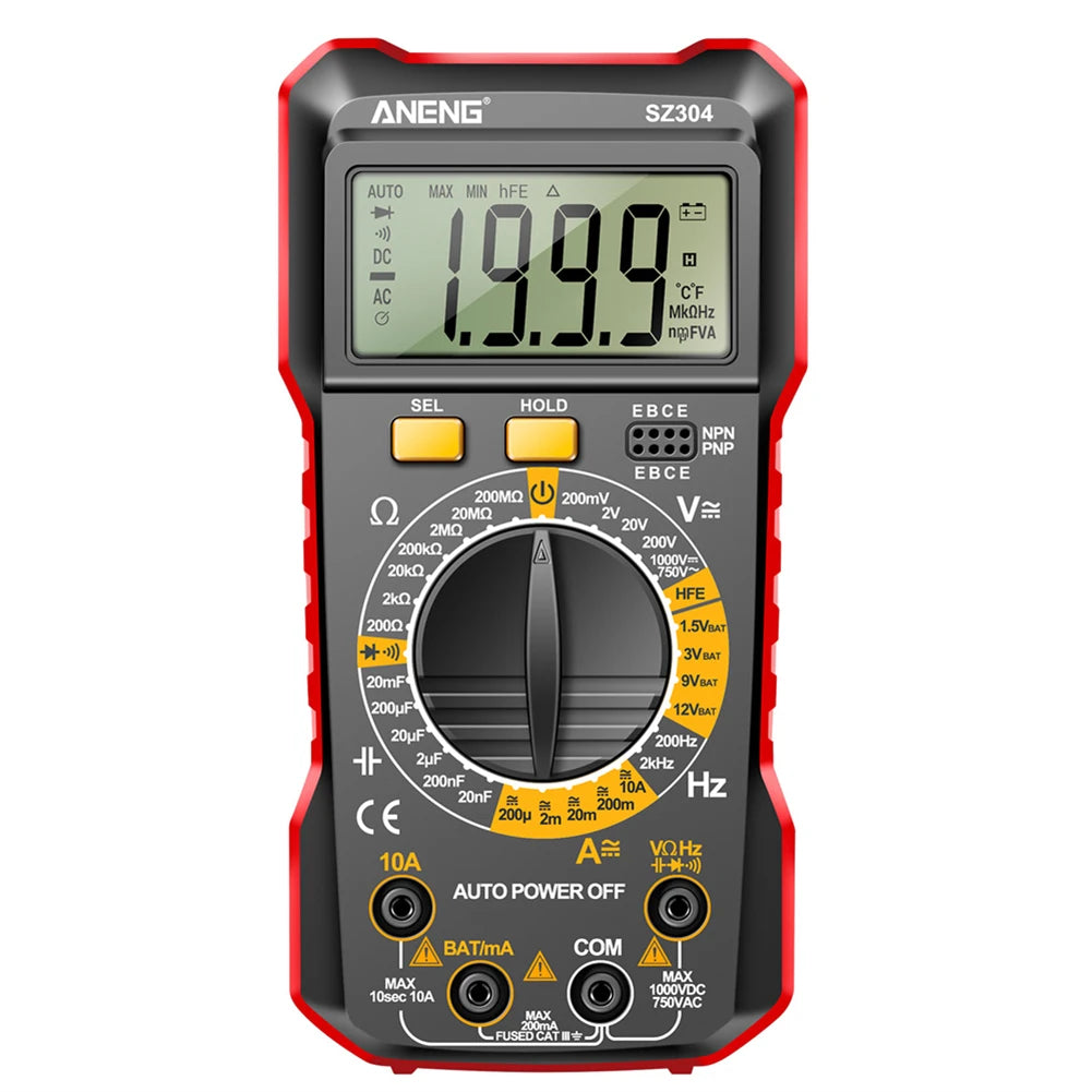 ANENG Digital Multimeter Voltage Current Ohm Tester Large Screen 2000