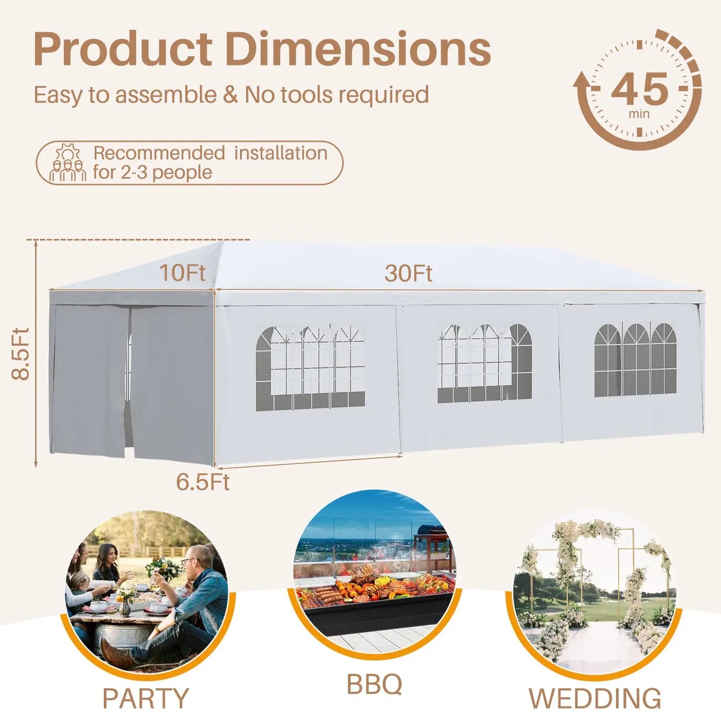 Outdoor Canopy With Six Removable Walls Heavy Duty Gazebo Shelter