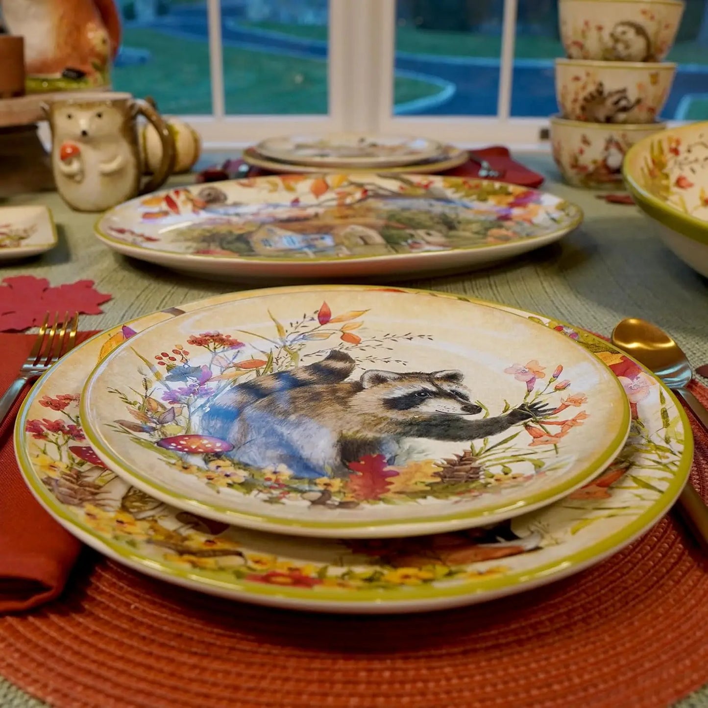 Woodland Critters Ceramic Salad And Dessert Plates Set Of 4