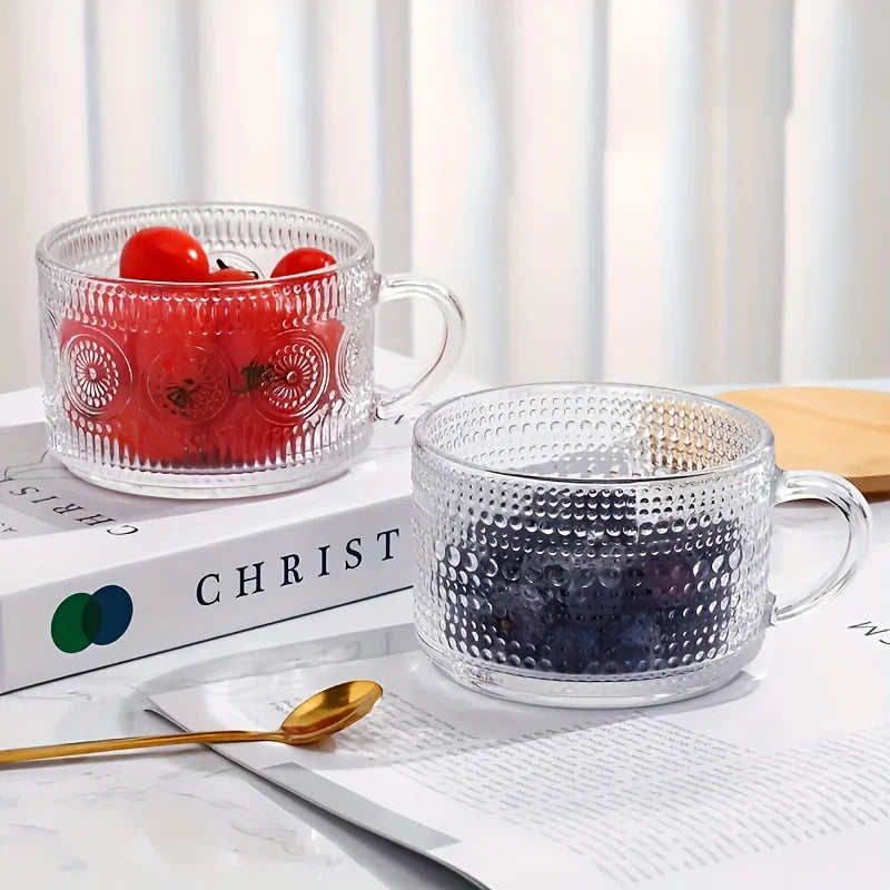 NONEDrinkware Four Piece Glass Cups With Wooden Lids Coffee Set