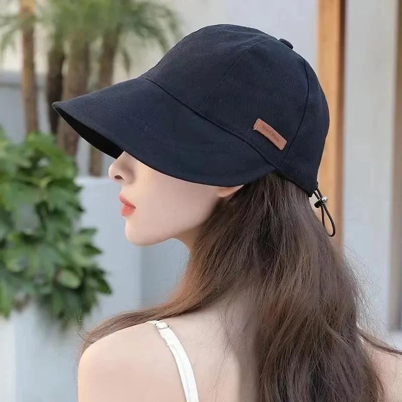 Foldable Cotton Sun Hat For Women With Wide Brim UV Protection