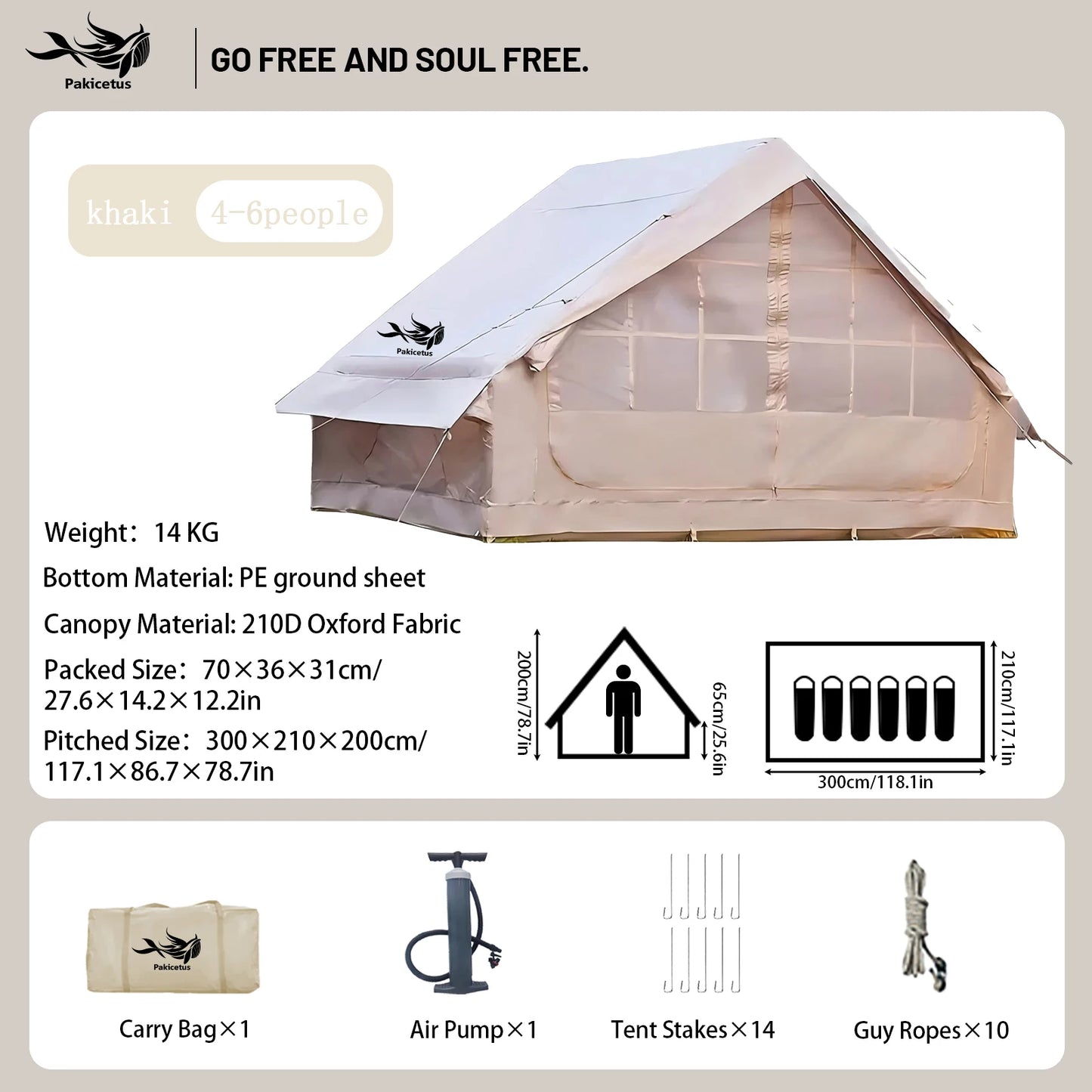Quick Setup Inflatable Camping Tent For 4-8 People Waterproof