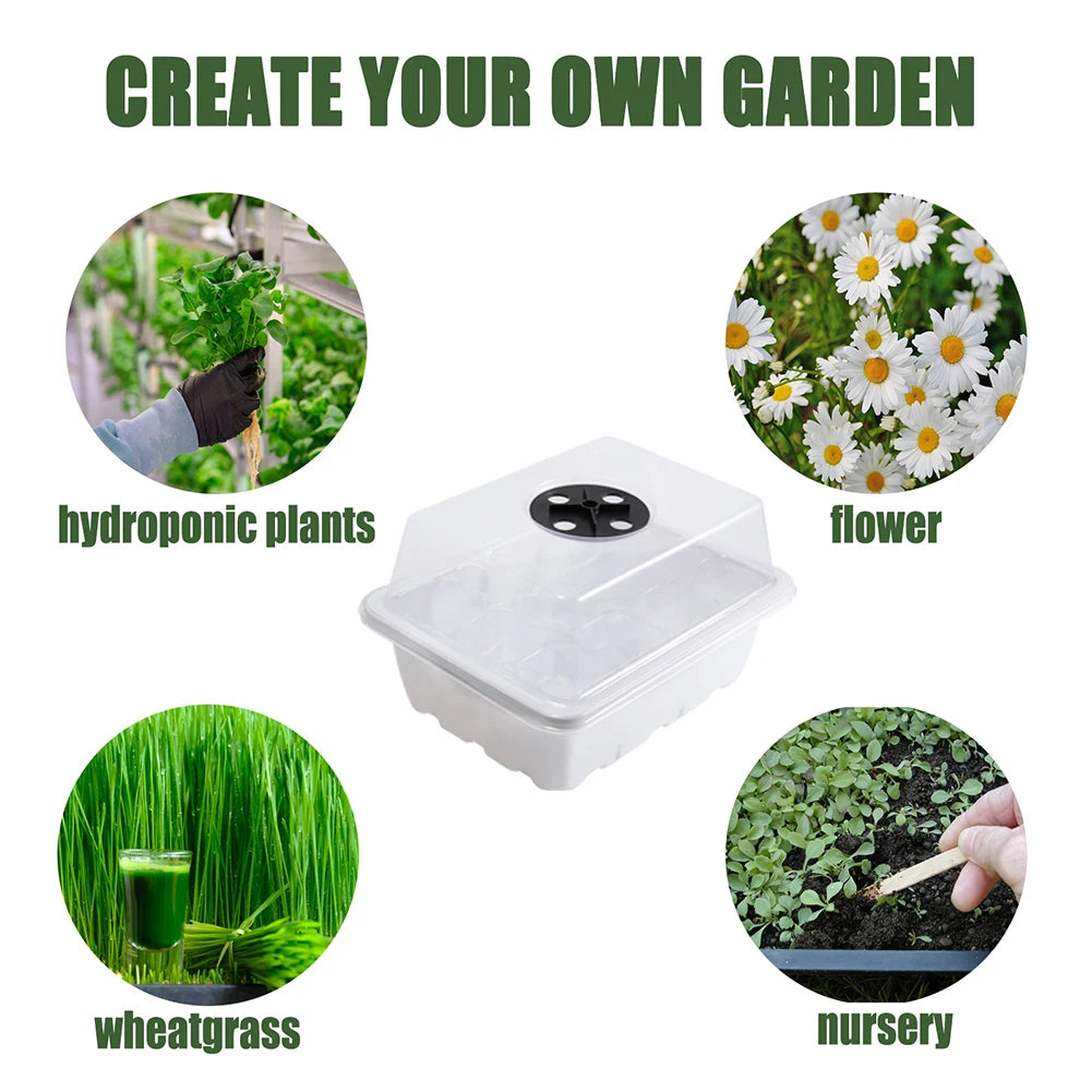 12 Holes Seed Germination Tray With Humidity Dome For Seedlings