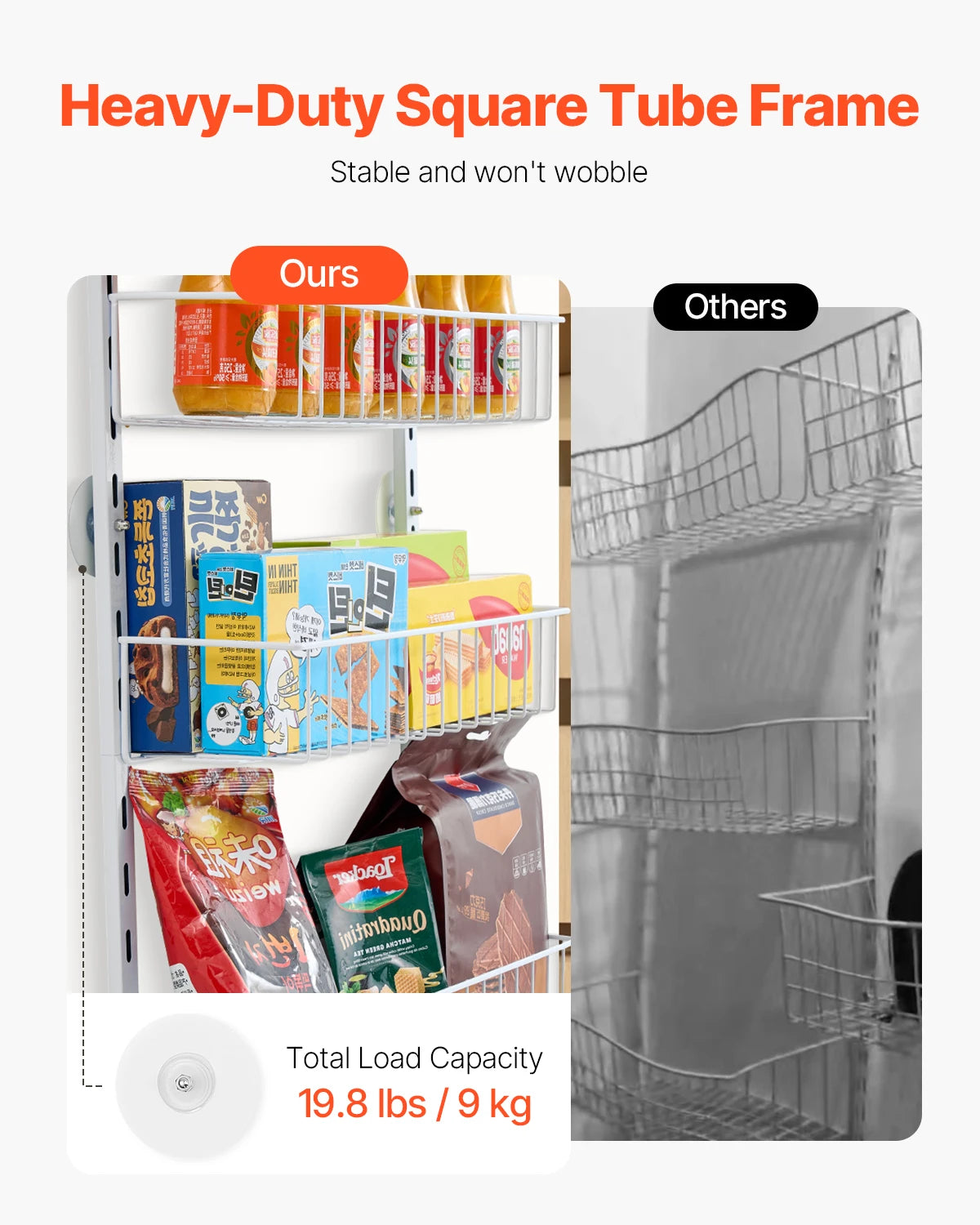 Over The Door Pantry Organizer 6 Tier Heavy-Duty Steel Shelves