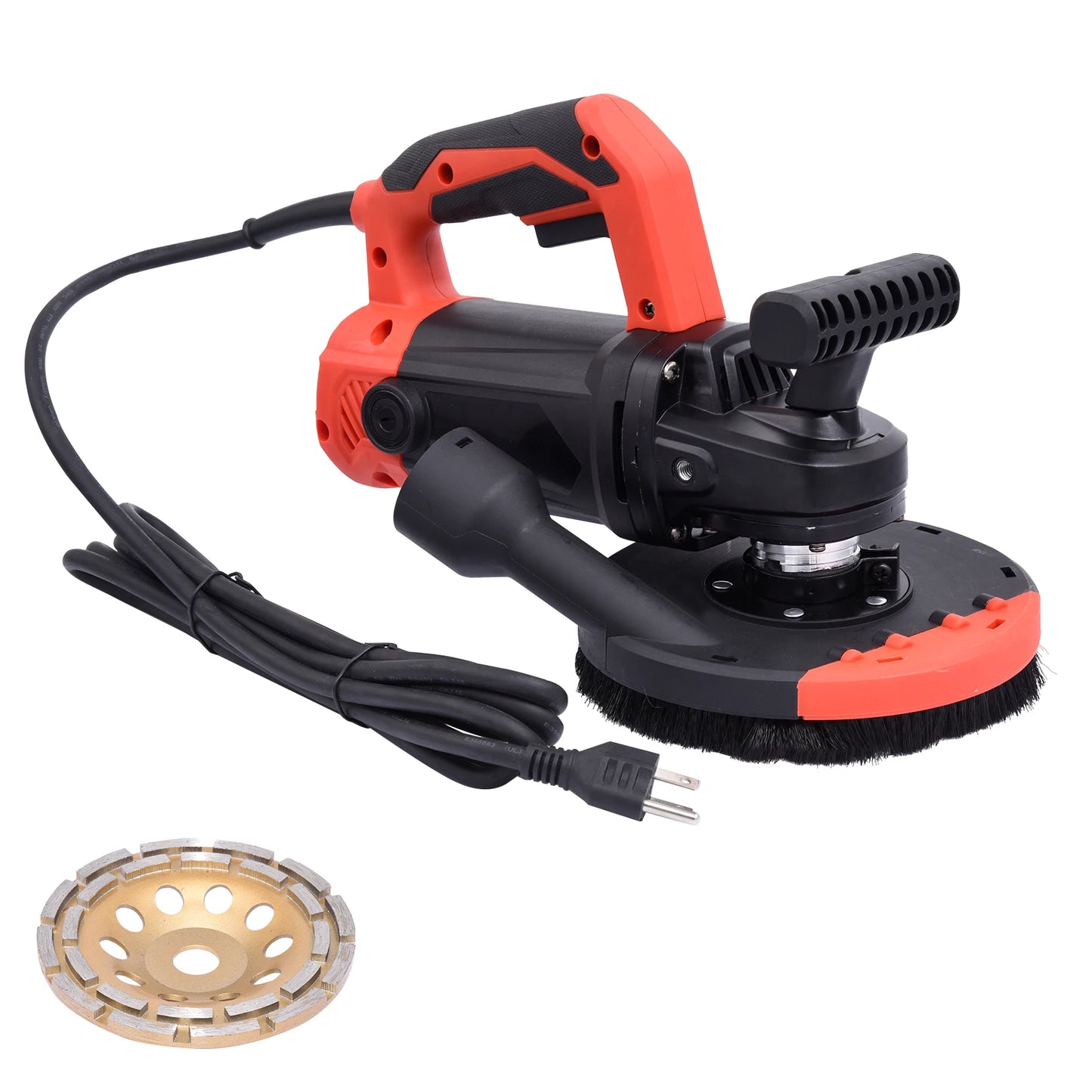 Concrete Grinder With Dust Shroud And Double Grip Electric Angle Kit