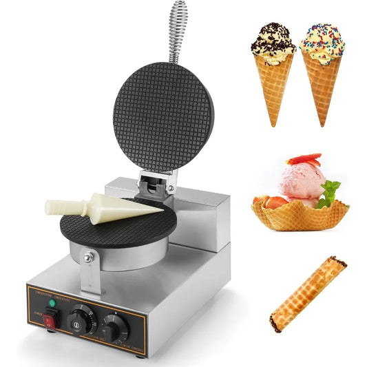 XMSJ Commercial Waffle Cone Maker Machine Stainless Steel 110V 1200W