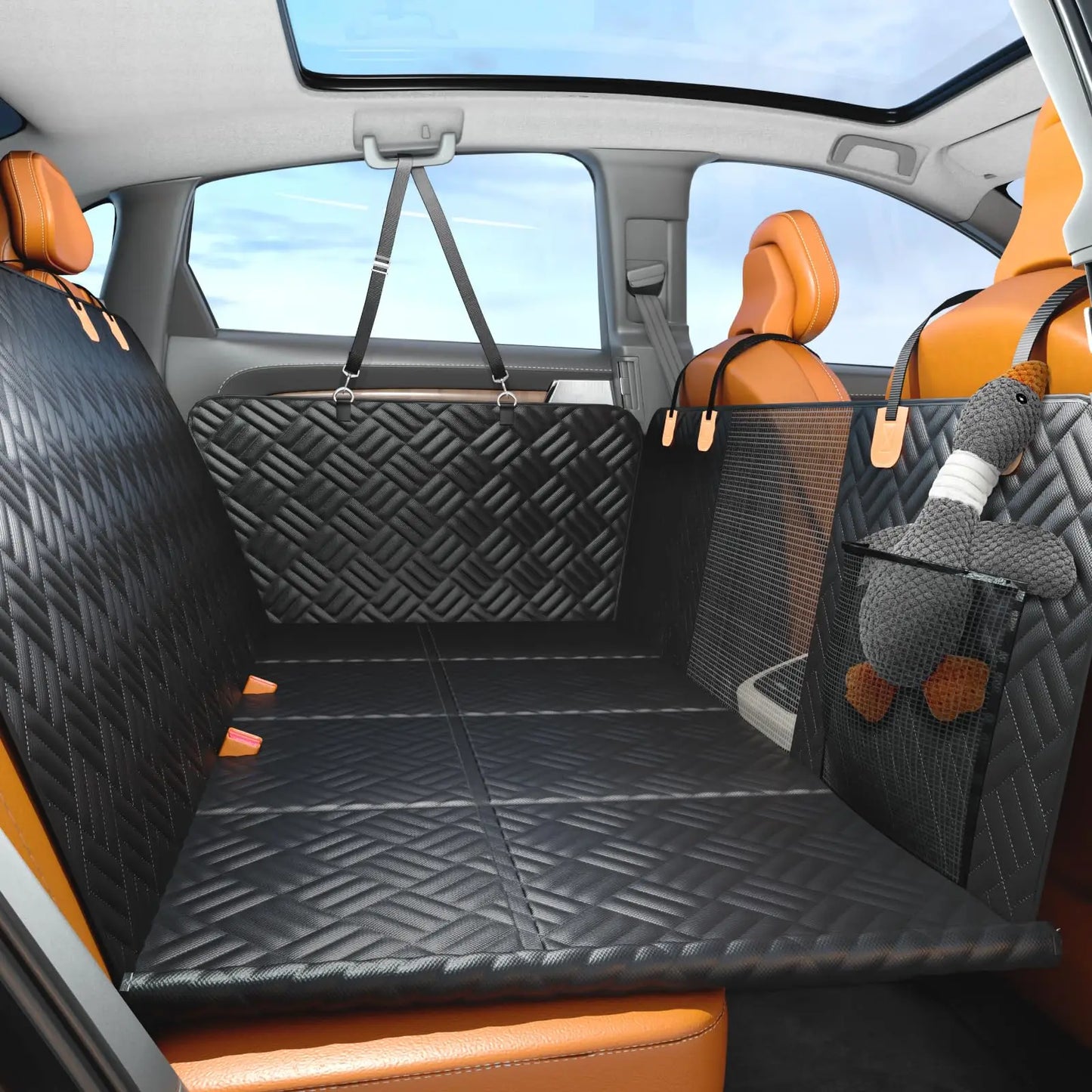 Car Rear Seat Dog Hammock With Hard Bottom Extender