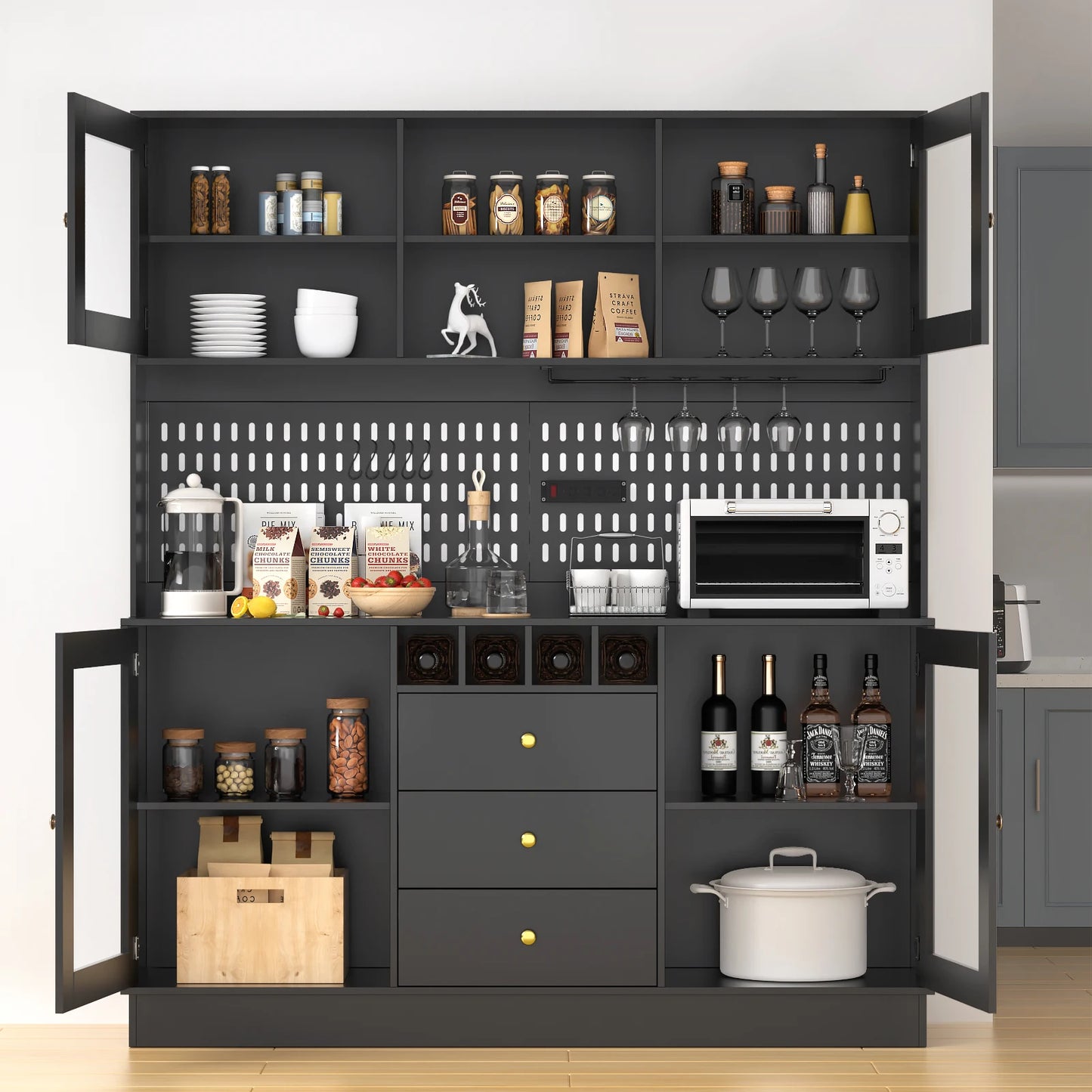VOWNER Pantry Cabinet Kitchen Storage Freestanding Buffet Hutch