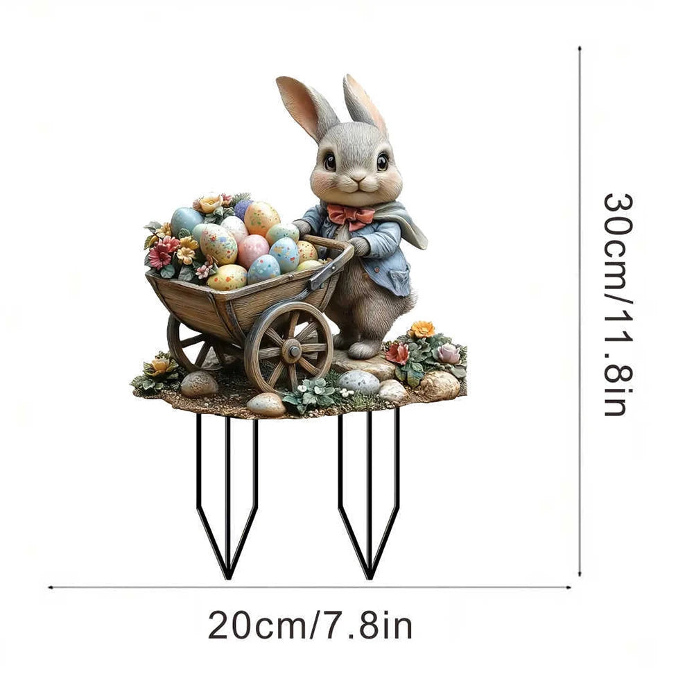 Shunmaii Easter Bunny Garden Stake Acrylic 2D Rabbit Sign