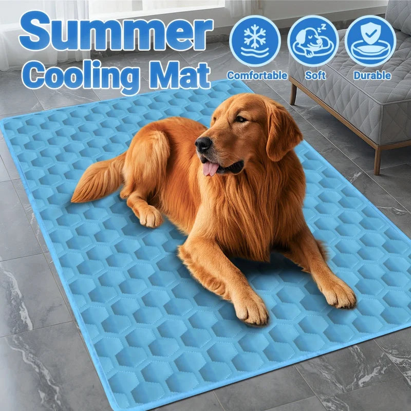 Dog Cooling Mat Breathable Portable Washable Ice Silk Pad