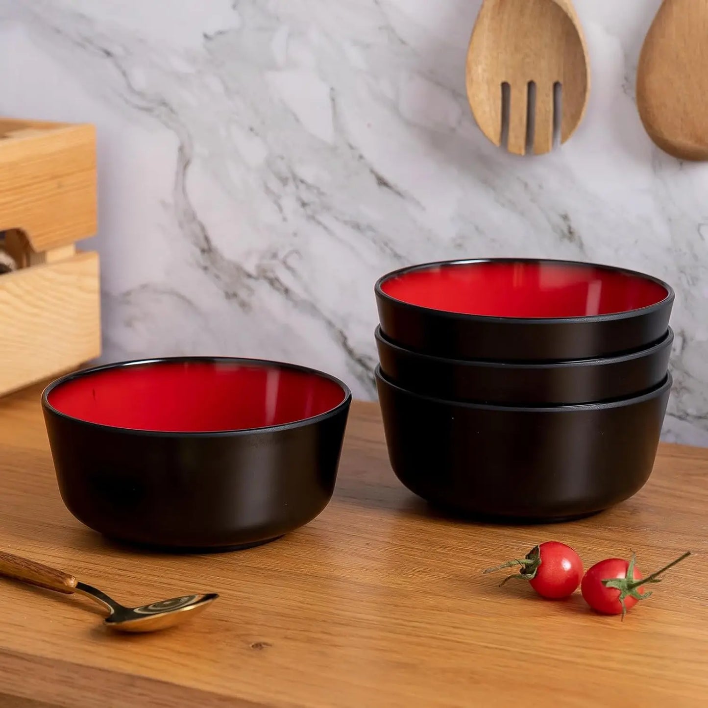 Melamine Modern Dinnerware Set Plates and Bowls for Four