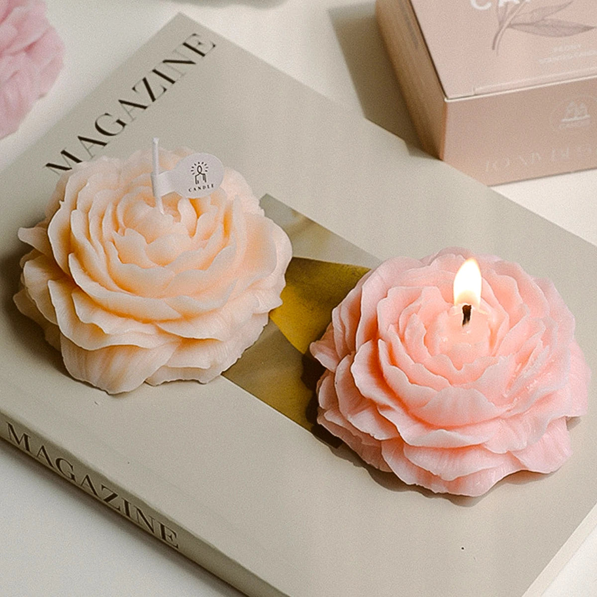 UDOCOOL 3D Peony Aromatic Candle Aromatherapy Gift for Weddings
