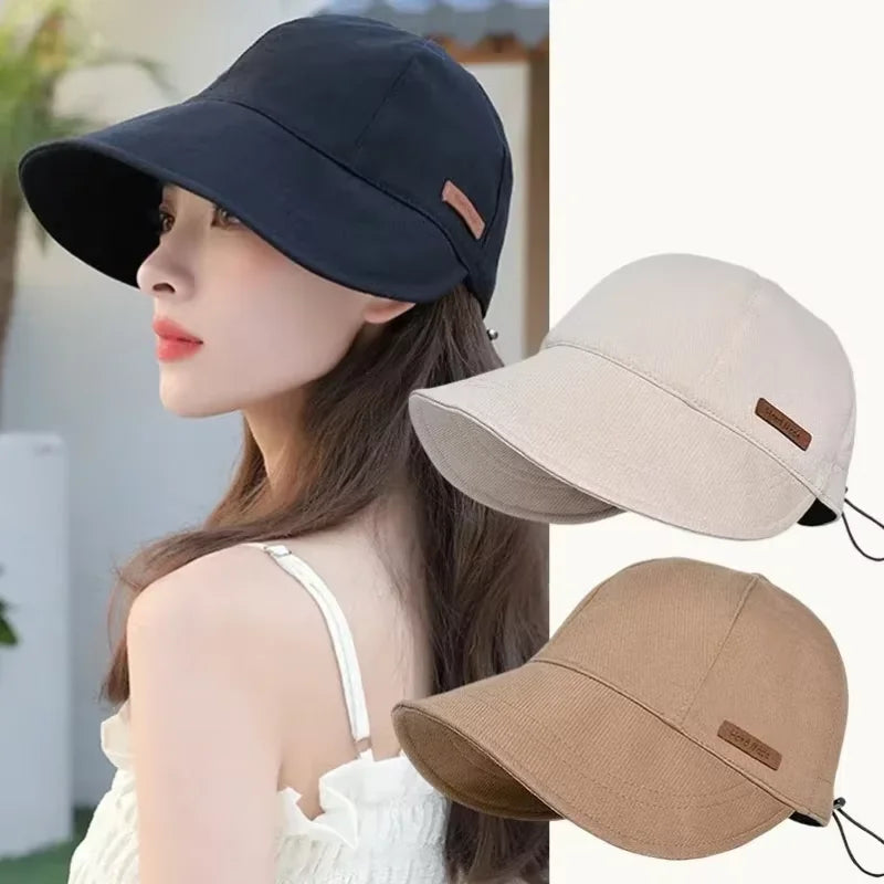 Foldable Cotton Sun Hat For Women With Wide Brim UV Protection