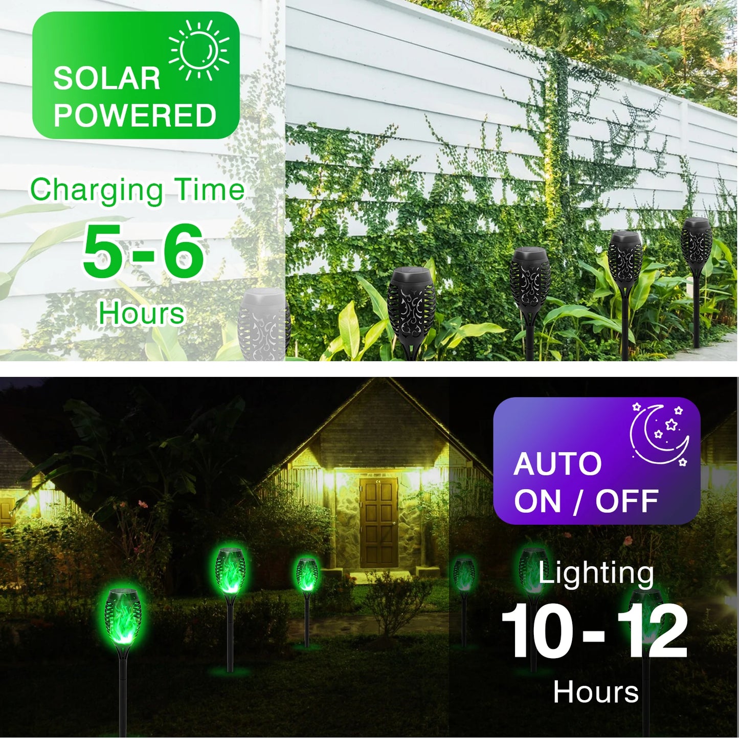Solar Flame Light Outdoor Flickering LED Torch Lamp For Garden Decor