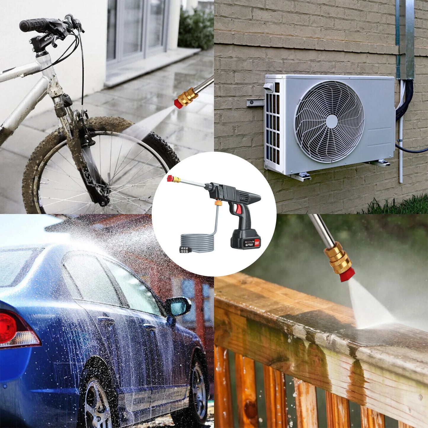 Cordless Pressure Washer 450W Car Garden Home Dual 1200mAh Battery