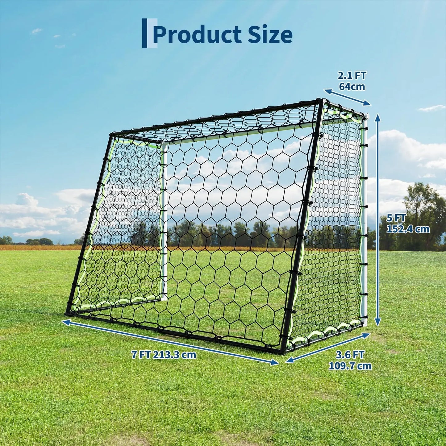 Portable Collapsible Soccer Goal Set With Rebounder Net For Quick Setup