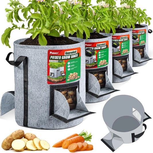 XMSJ Potato Grow Bags With Harvest Window For Garden Planting